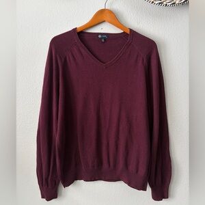 J. Crew Cashmere Cotton Blend V-Neck Sweater in Maroon Men’s Medium